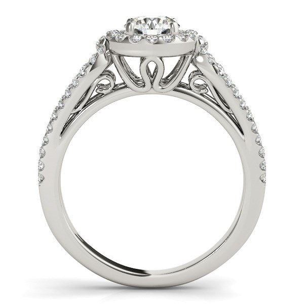 14k White Gold Diamond Engagement Ring with Teardrop Split Shank (7/8 cttw)