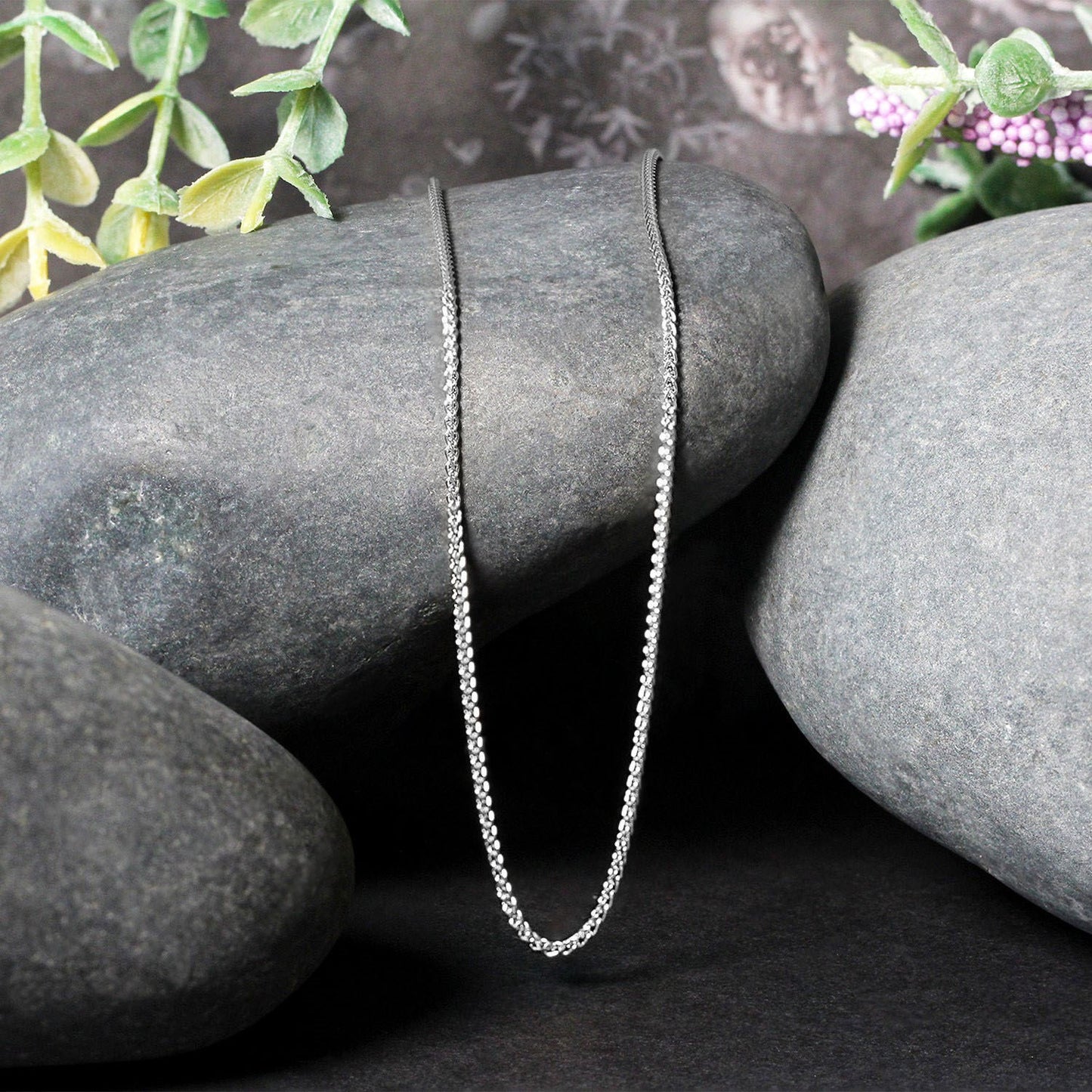 14k White Gold Round Wheat Chain (1.2 mm)