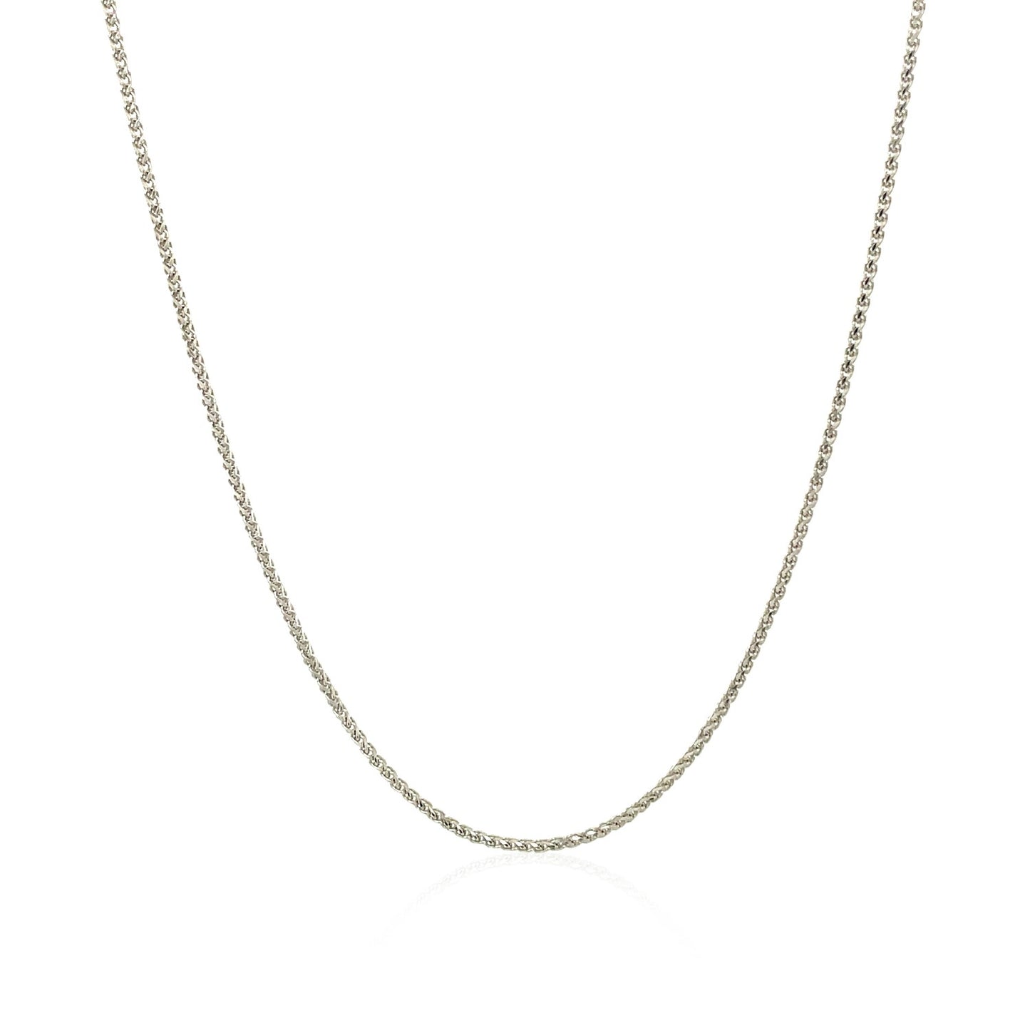 14k White Gold Diamond Cut Round Wheat Chain (1.00 mm)