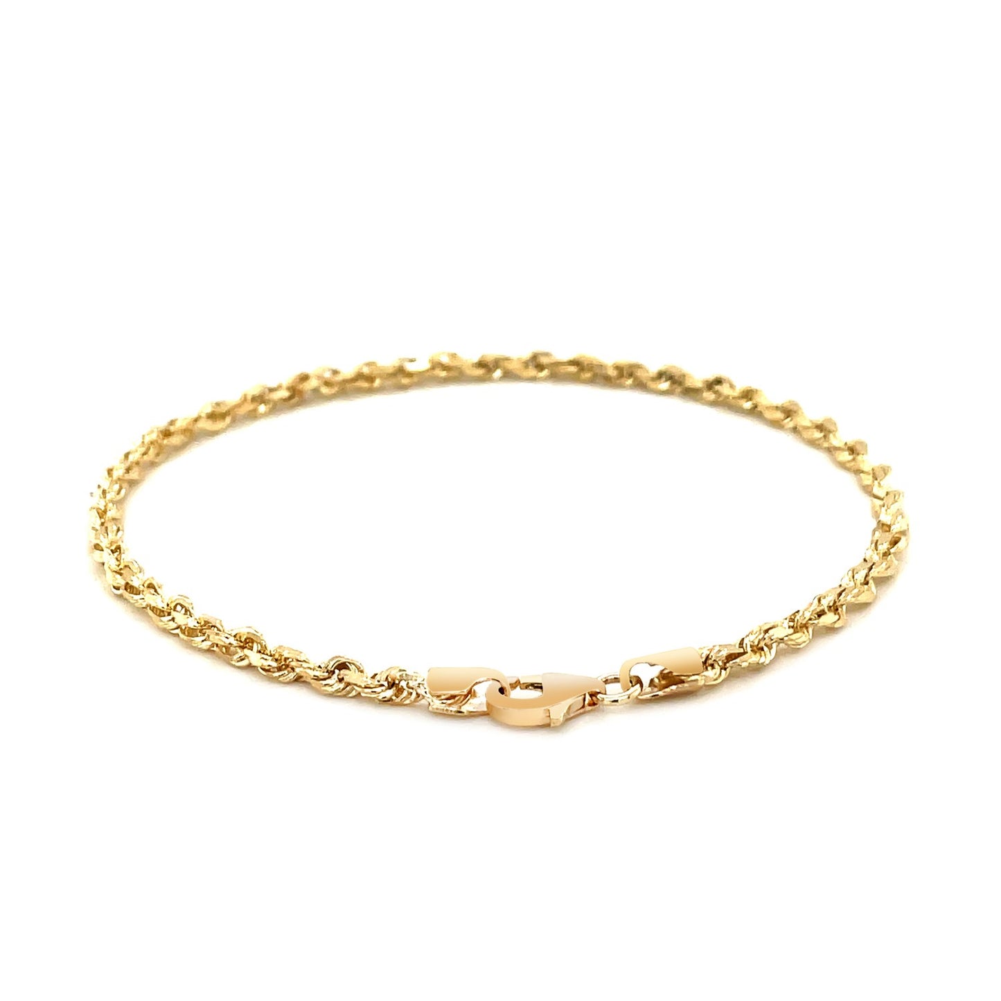 14k Yellow Gold Solid Diamond Cut Rope Bracelet (3.00 mm)