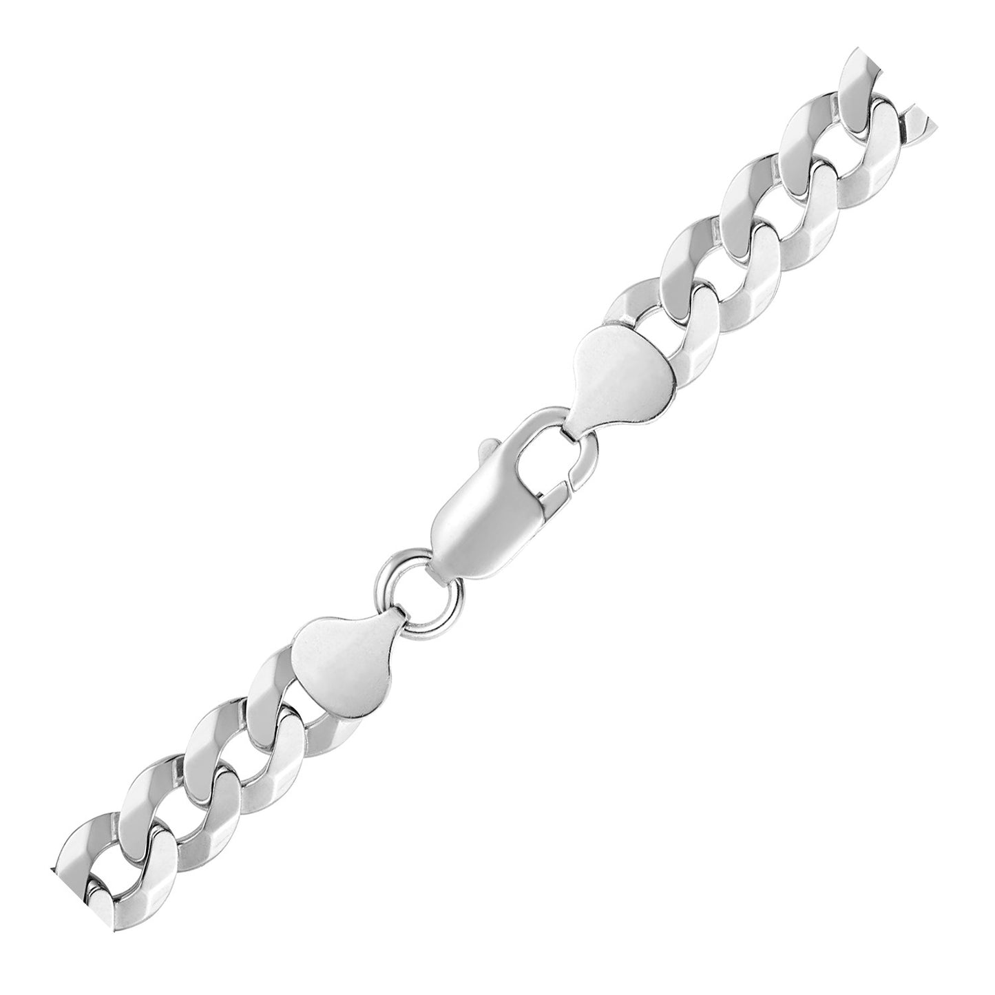 Rhodium Plated Sterling Silver Curb Style Chain (8.40 mm)