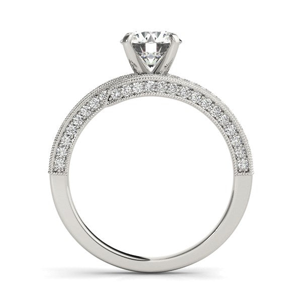 14k White Gold Round Diamond Bypass Style Engagement Ring (1 1/2 cttw)