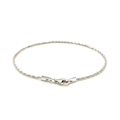 14k White Gold Solid Diamond Cut Rope Bracelet (1.60 mm)