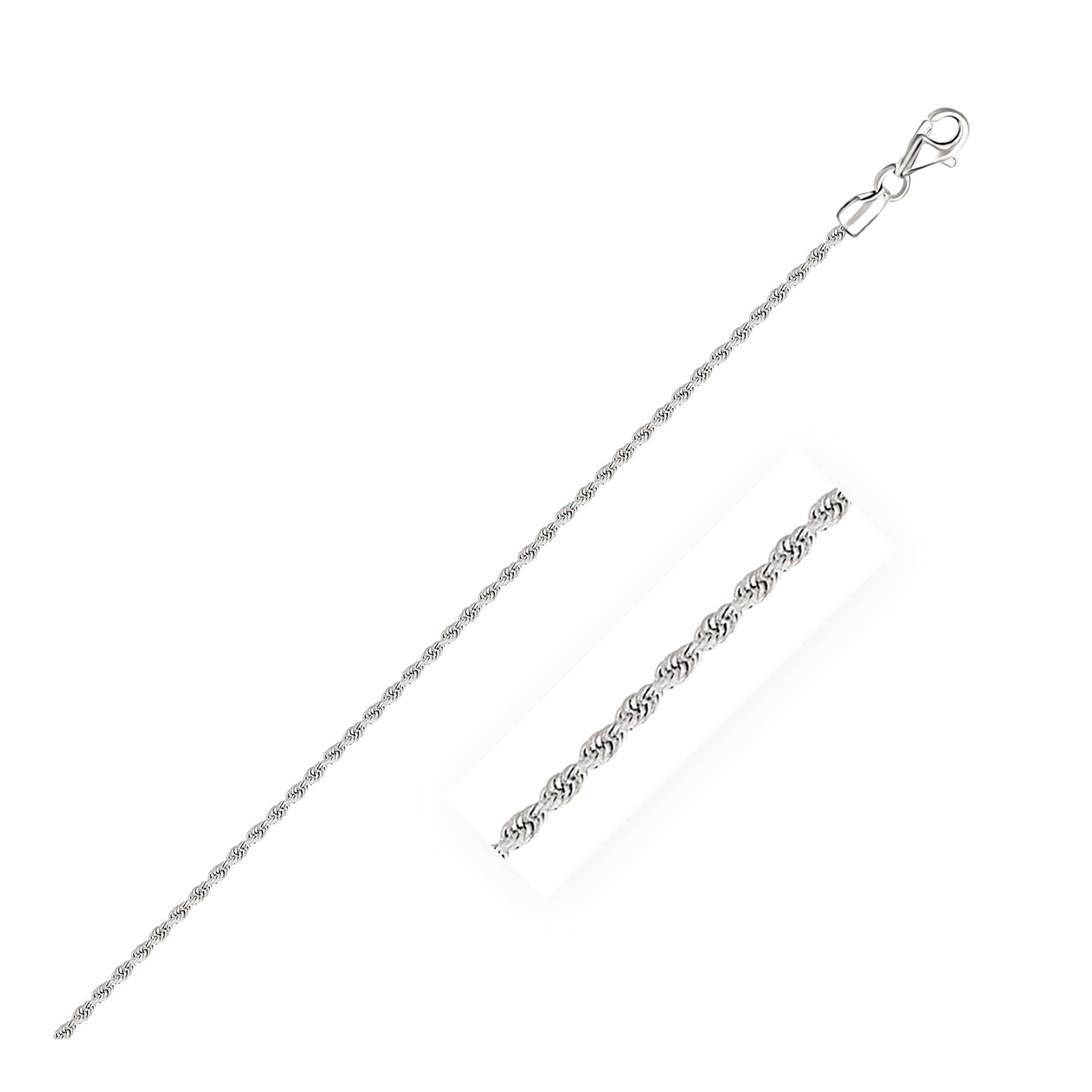 14k White Gold Solid Diamond Cut Rope Bracelet (1.80 mm)