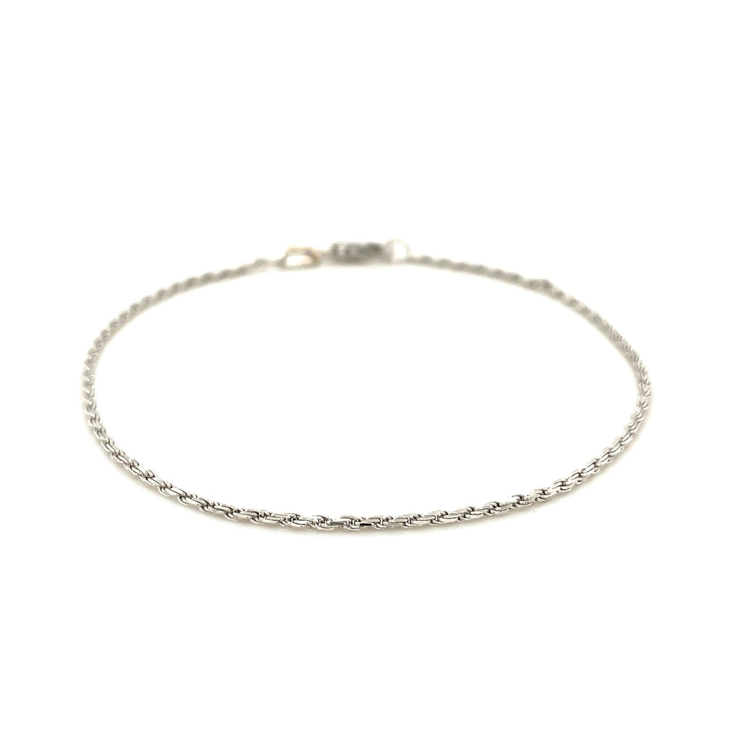 14k White Gold Solid Diamond Cut Rope Bracelet (1.80 mm)