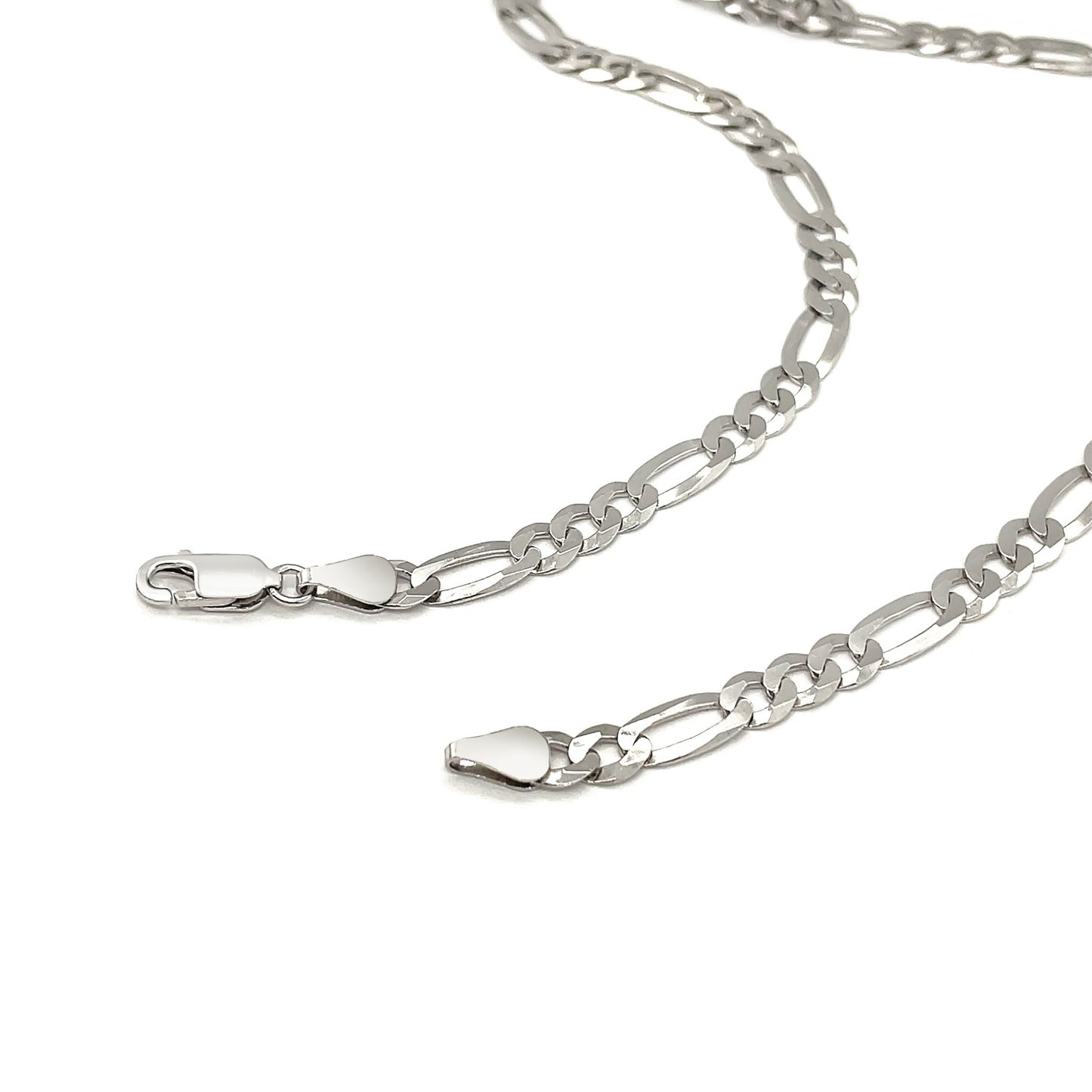 Rhodium Plated Sterling Silver Figaro Style Chain (5.40 mm)