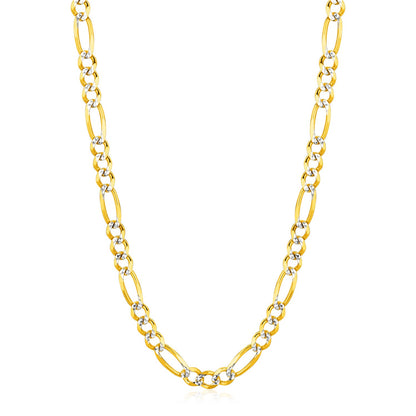 14K Yellow Gold Solid Pave Figaro Chain (5.90 mm)