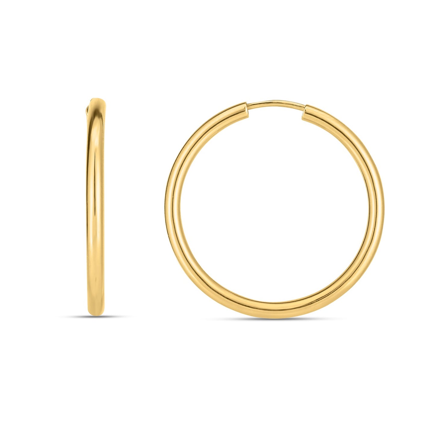 14k Yellow Gold Endless Round Hoop Earrings(2x21mm)