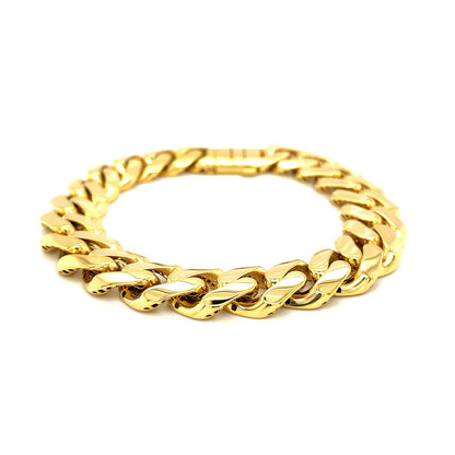 14k Yellow Gold 8 1/2 inch Wide Polished Curb Chain Bracelet (13.50 mm)