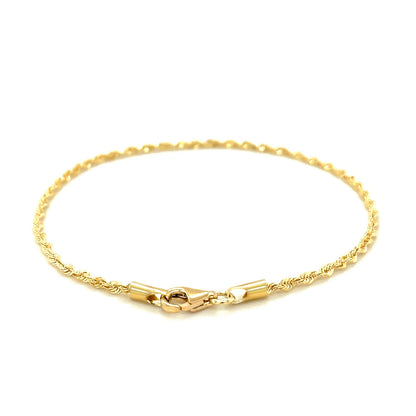 10k Yellow Gold Solid Diamond Cut Rope Bracelet (1.80 mm)