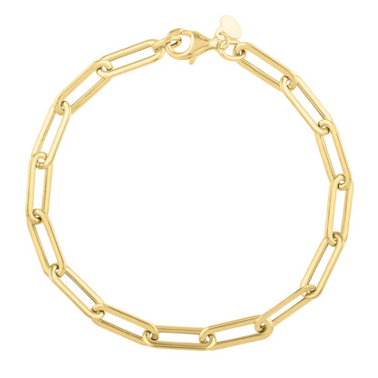 Long Domed Paperclip Bracelet in 14K Yellow Gold (4.80 mm)