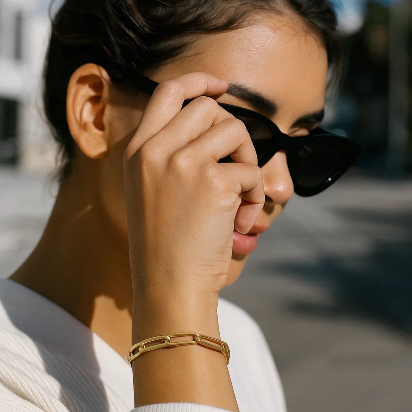 Long Domed Paperclip Bracelet in 14K Yellow Gold (4.80 mm)