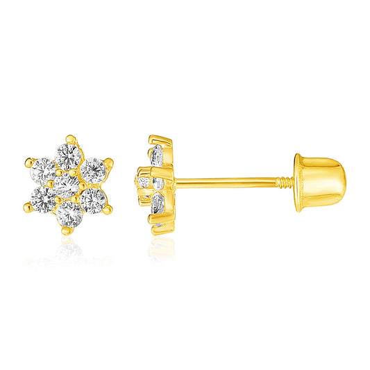 14k Yellow Gold Flower Childrens Earrings(5mm)