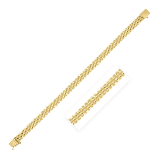 14k Yellow Gold Rib Link Bracelet (7.00 mm)