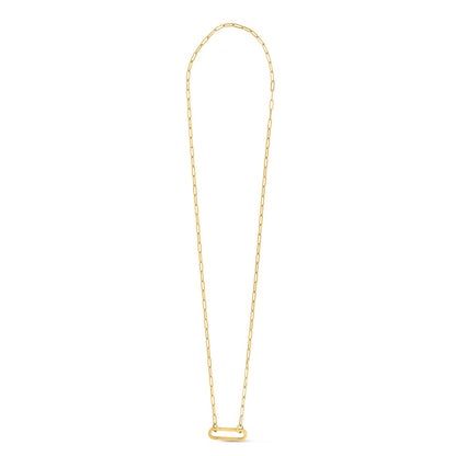 14k Yellow Gold Elongated Link Paperclip Necklace