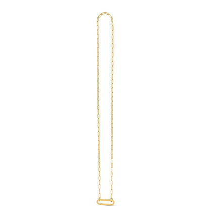 14k Yellow Gold Elongated Link Paperclip Necklace