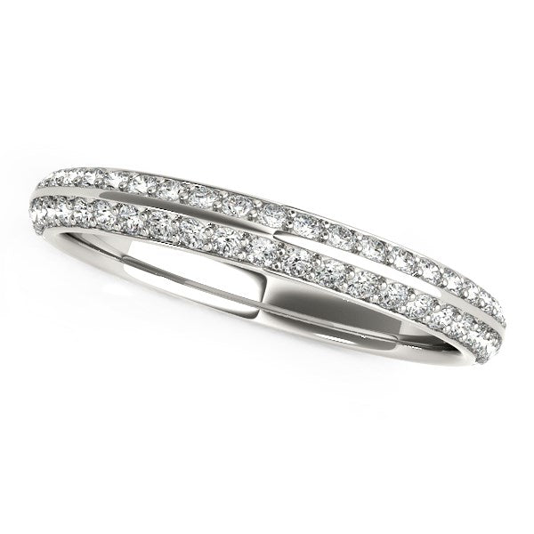 14k White Gold Two-Row Pave Set Diamond Wedding Band (1/4 cttw)