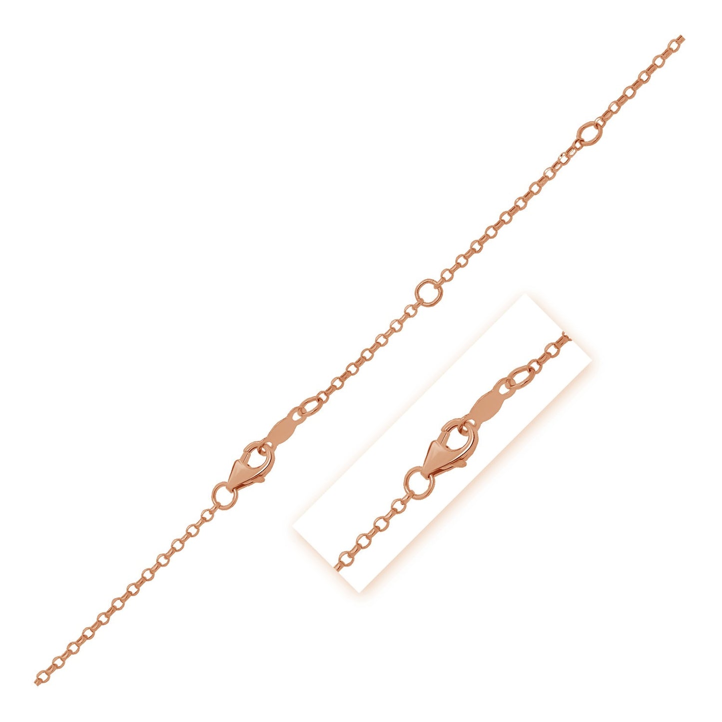 Double Extendable Cable Chain in 14k Rose Gold (1.40 mm)