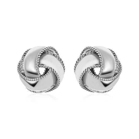 Textured and Polished Love Knot Earrings in Sterling Silver(13mm)