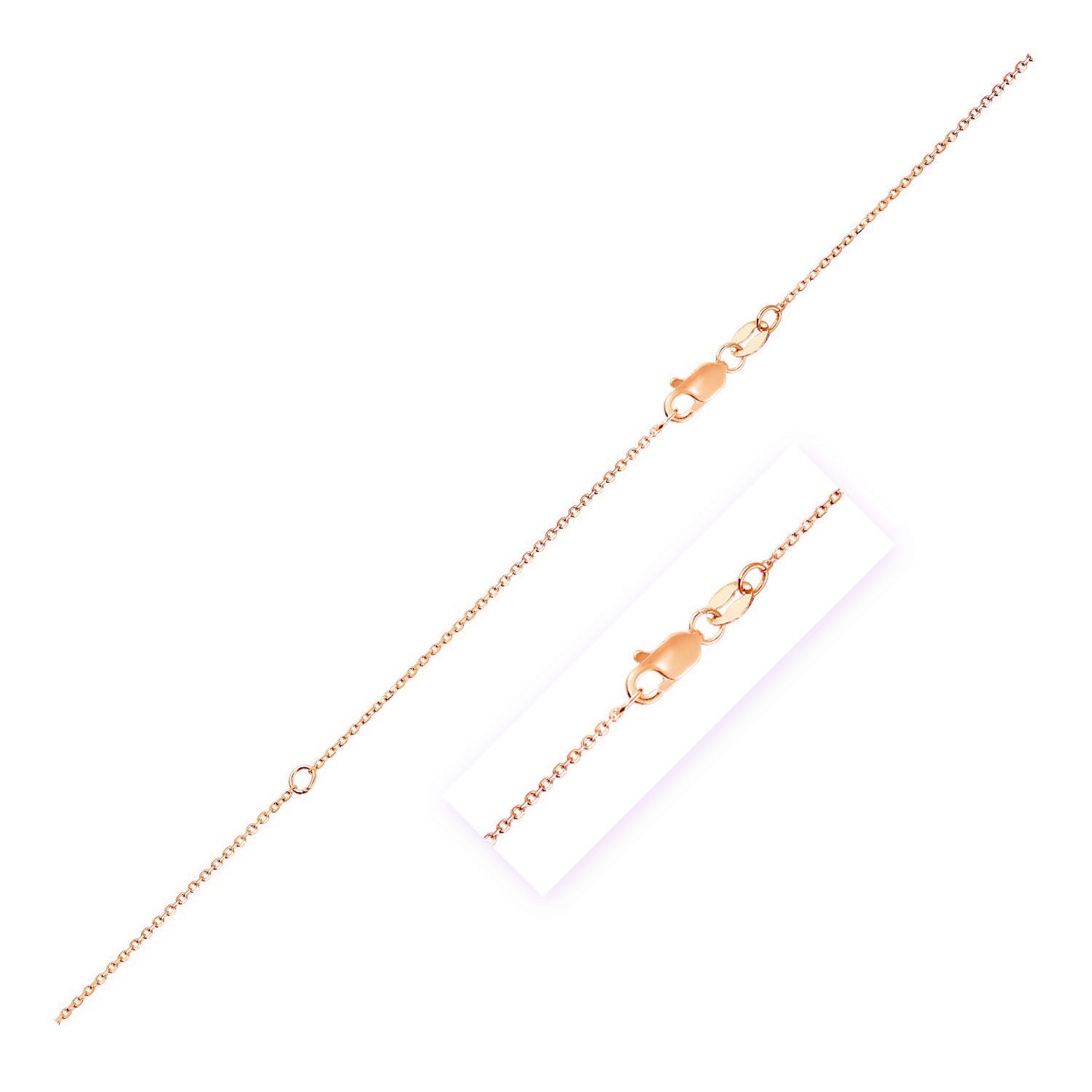 Extendable Cable Chain in 10k Rose Gold (0.87 mm)