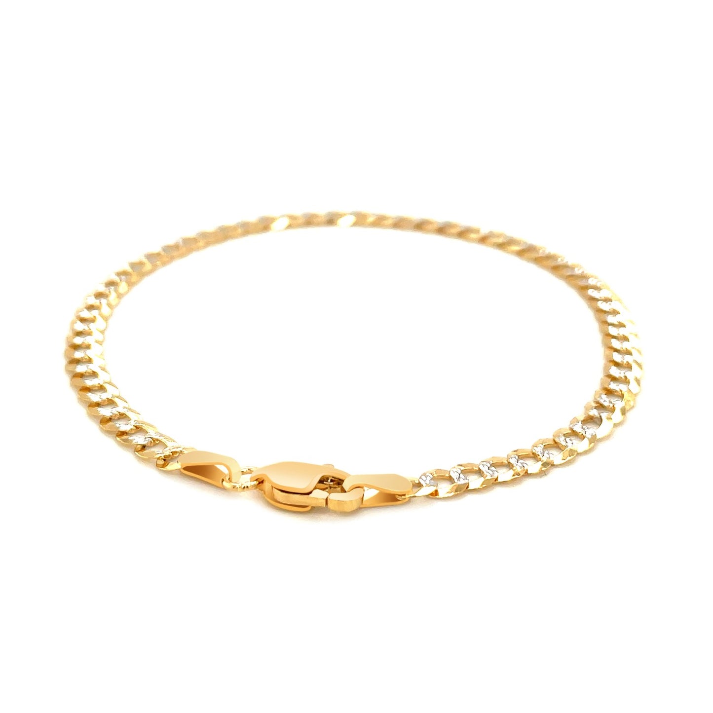 14k Two Tone Gold Pave Curb Bracelet (3.60 mm)