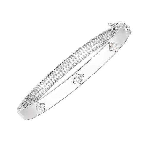 14k White Gold Trilogy Diamond Bangle (5.40 mm)