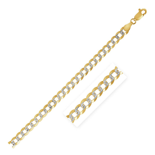 14k Two Tone Gold Pave Curb Chain (3.20 mm)