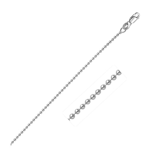 14k White Gold Bead Chain 1.5mm (1.50 mm)