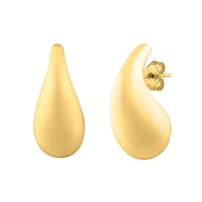 Large Raindrop Stud Earrings in 14K Yellow Gold