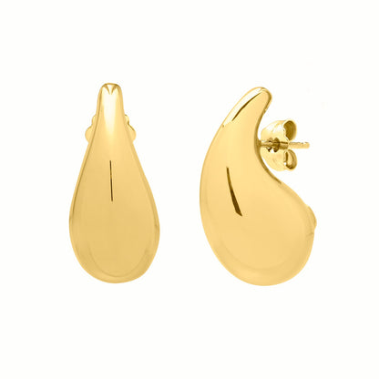 Large Raindrop Stud Earrings in 14K Yellow Gold