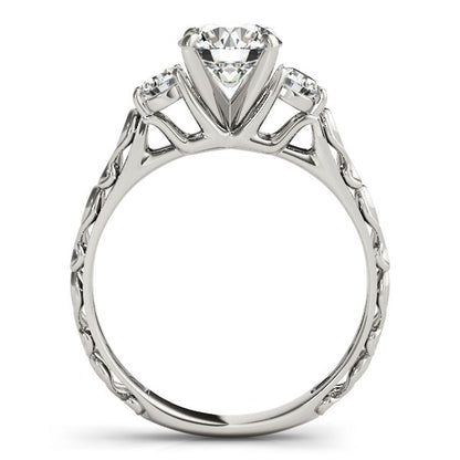 14k White Gold Antique Design 3 Stone Diamond Engagement Ring (1 3/4 cttw)