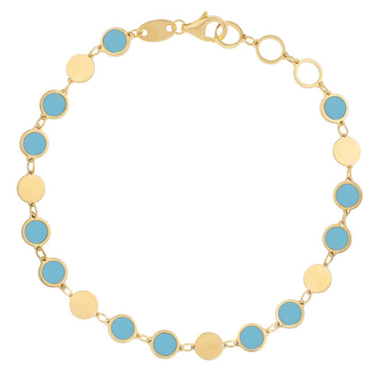 Turquoise Composite Gem Alternating Bracelet in 14K Yellow Gold (5.00 mm)