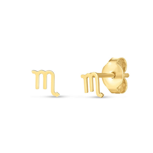 14k Yellow Gold Scorpio Stud Earrings