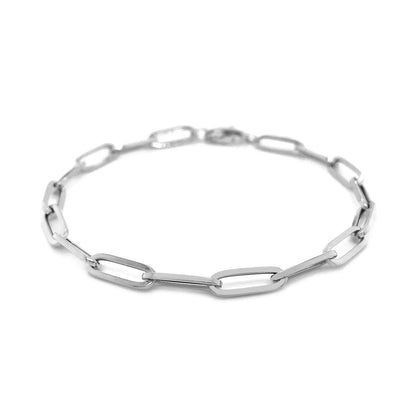 14K White Gold Bold Paperclip Chain Bracelet (4.20 mm)