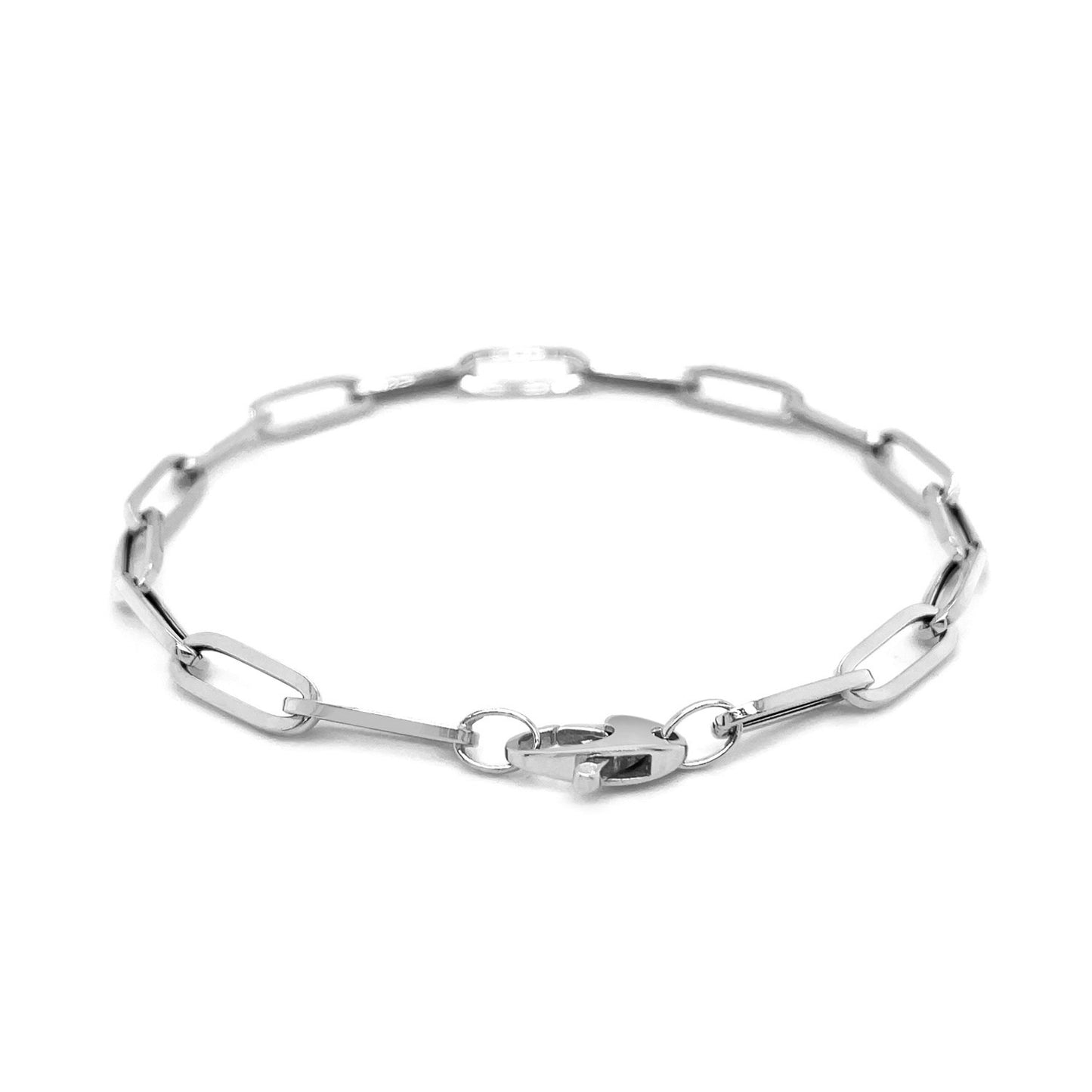 14K White Gold Bold Paperclip Chain Bracelet (4.20 mm)