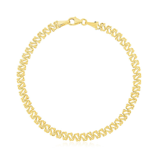 14k Yellow Gold High Polish Textured Fancy Chain Bracelet  (4.00 mm)