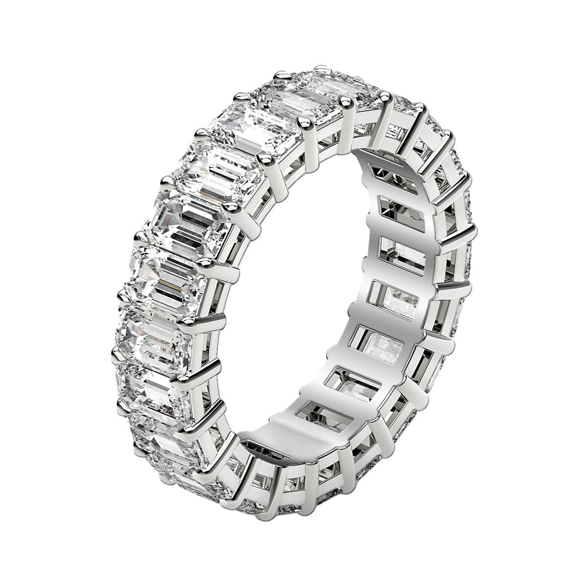 Emerald Cut Lab Grown Diamond Eternity Ring in 14k White Gold (2 cttw FG/VS2)