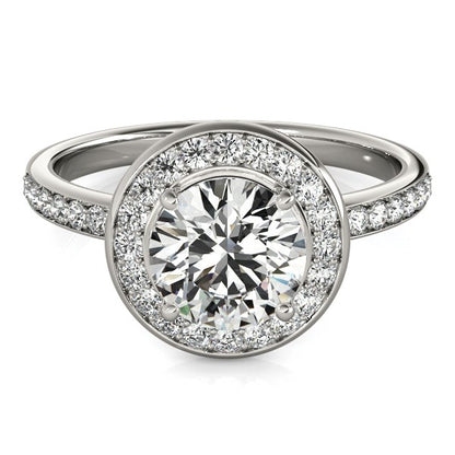 14k White Gold Round Halo Diamond Engagement Ring (1 1/2 cttw)