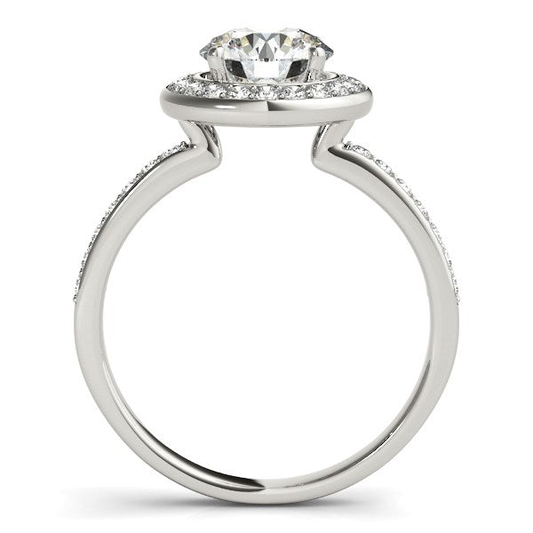 14k White Gold Round Halo Diamond Engagement Ring (1 1/2 cttw)