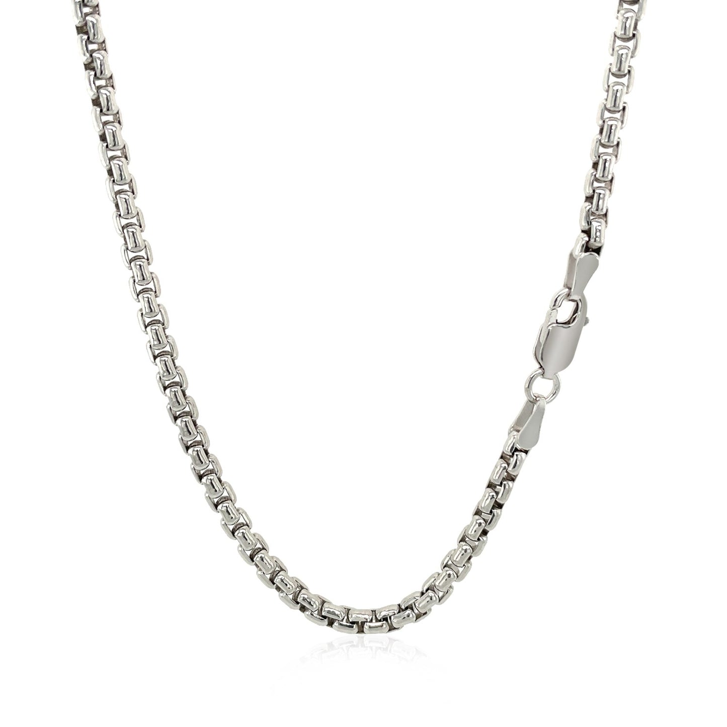 Sterling Silver Rhodium Plated Round Box Chain (3.00 mm)