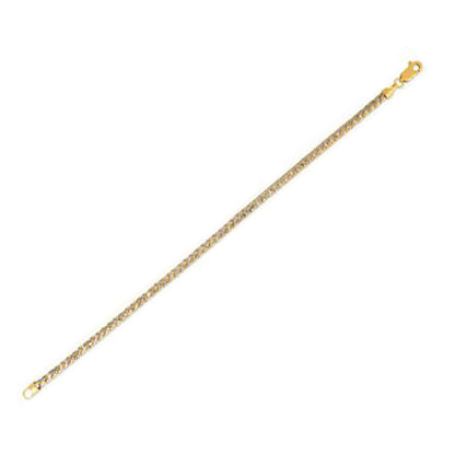 Round Pave Franco Chain Bracelet in 14k Yellow Gold  (3.15 mm)