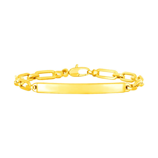 14K Yellow Gold Paperclip Chain ID Bracelet (4.80 mm)