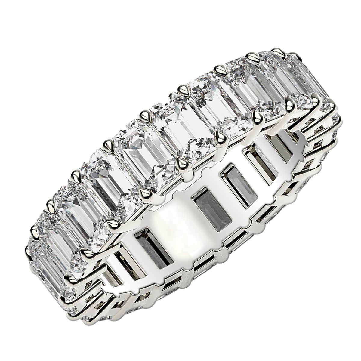 Emerald Cut Lab Grown Diamond Eternity Ring in White Gold