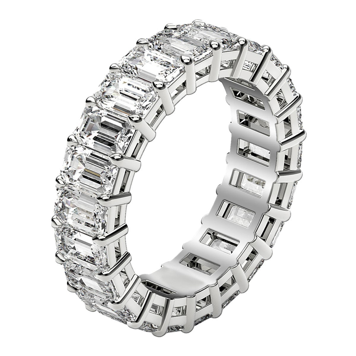 Emerald Cut Lab Grown Diamond Eternity Ring in White Gold