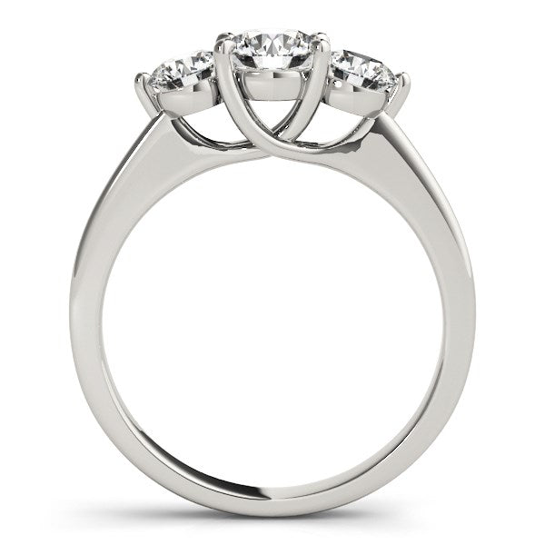 14K White Gold 3 Stone Round Diamond Engagement Ring