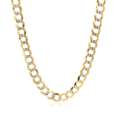 14k Two Tone Gold Pave Curb Chain (5.70 mm)