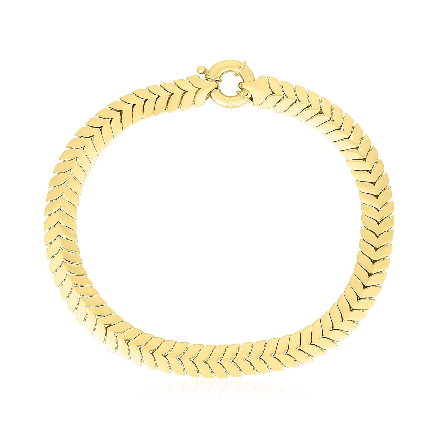 14k Yellow Gold High Polish Chevron Link Bracelet  (6.00 mm)