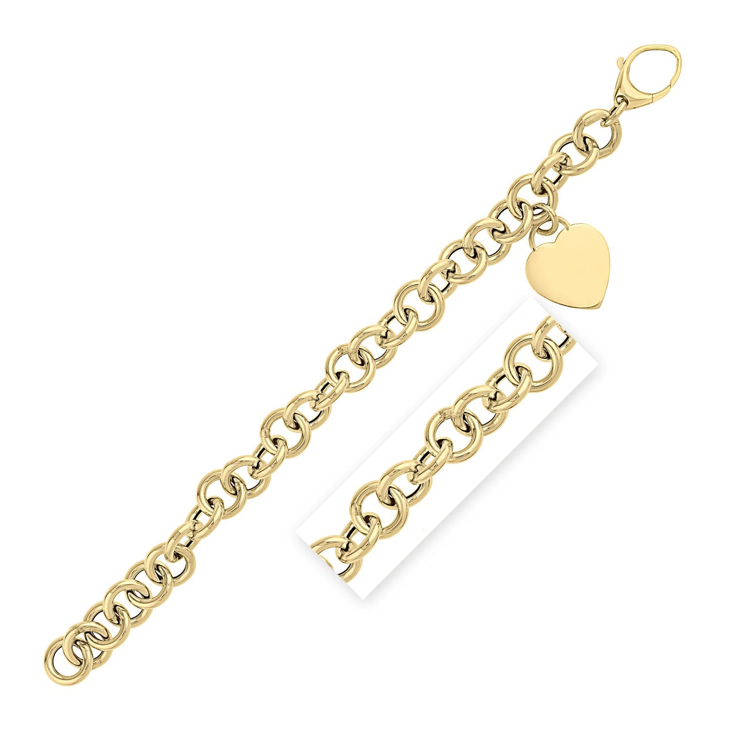 14k Yellow Gold 7 1/2 inch Rolo Link Bracelet (11.40 mm)