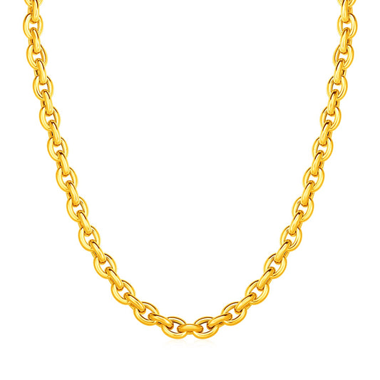 14k Yellow Gold Polished Oval Link Necklace