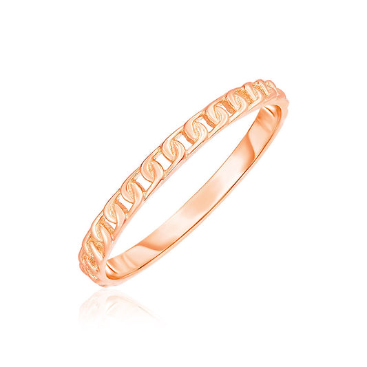 14k Rose Gold Ring with Bead Texture